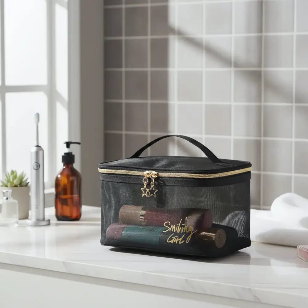 case vanity pour femme de couleur noir avec anse Image