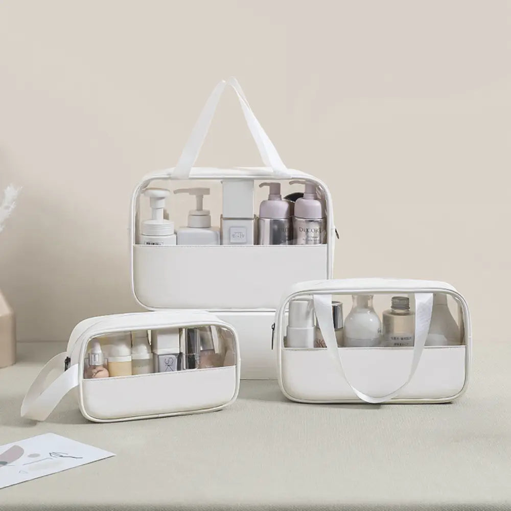 grande trousse de toilette transparente blanc
