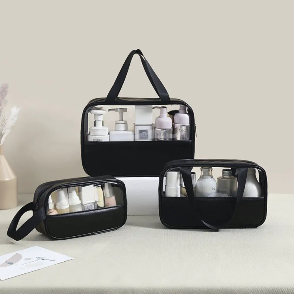 grande trousse de toilette transparente noir