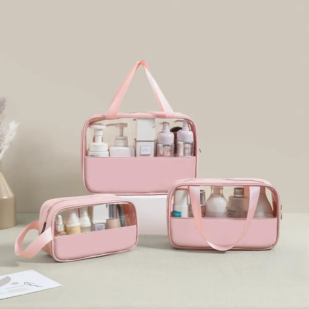 grande trousse de toilette transparente rose