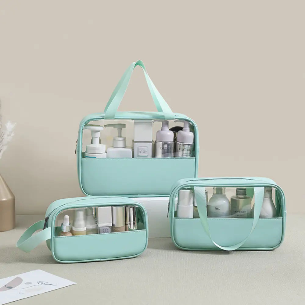 grande trousse de toilette transparente vert