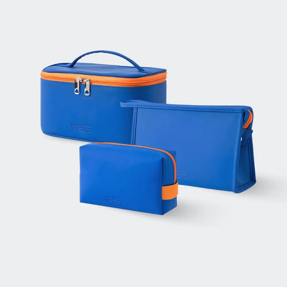 kit trousse de toilette voyage avion bleu