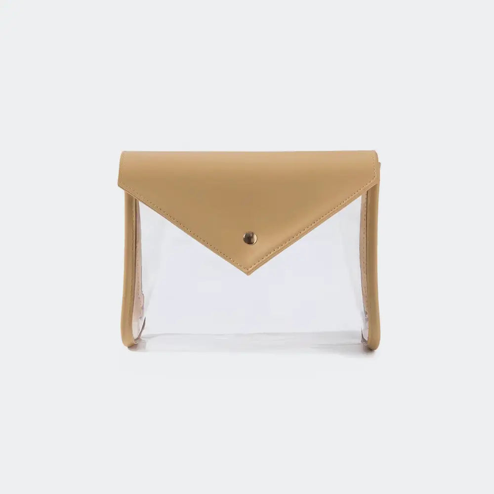 pochette trousse de toilette fond blanc marron