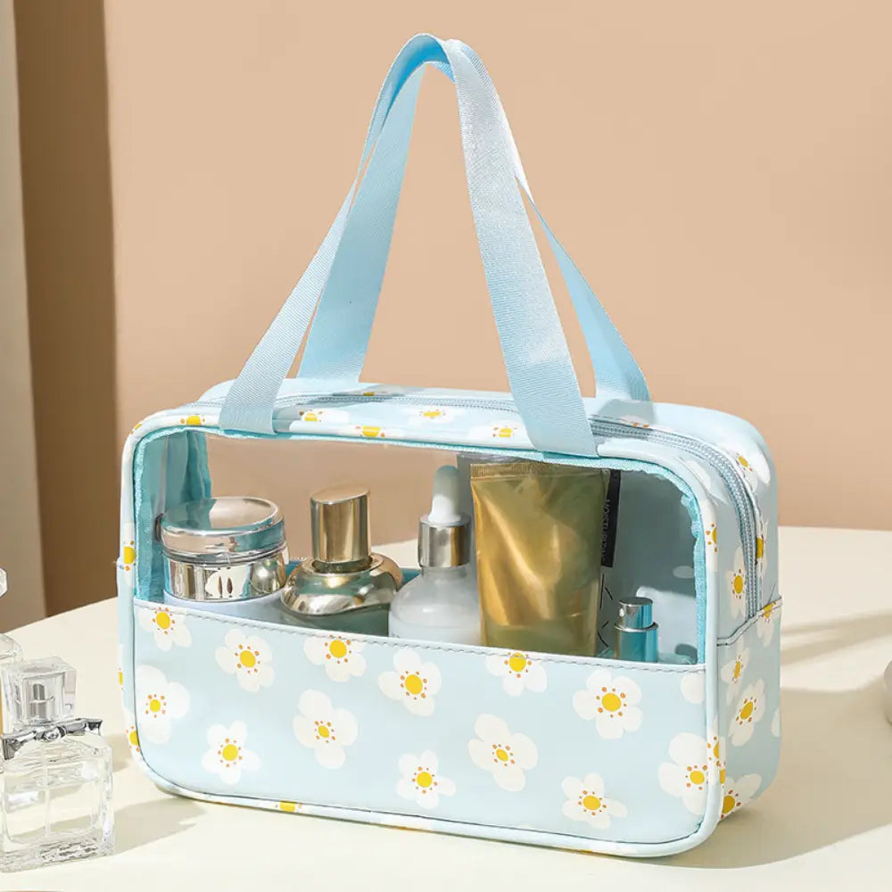 trousse de toilette a fleur bleu