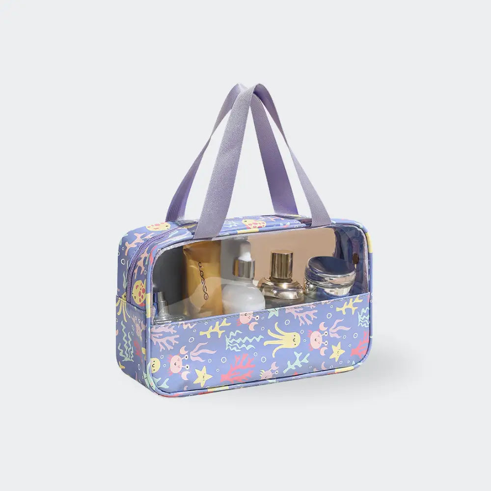 trousse de toilette a fleur fond blanc violet