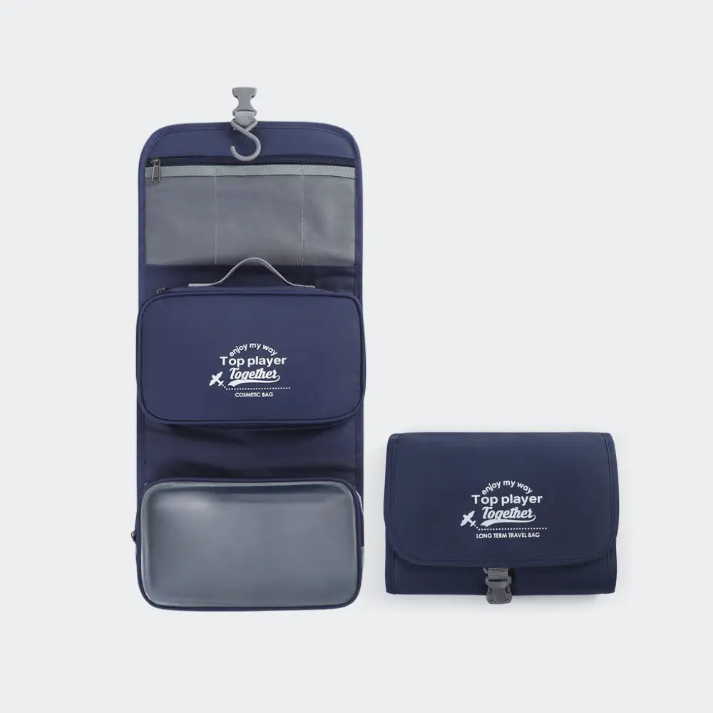 trousse de toilette a suspendre bleu