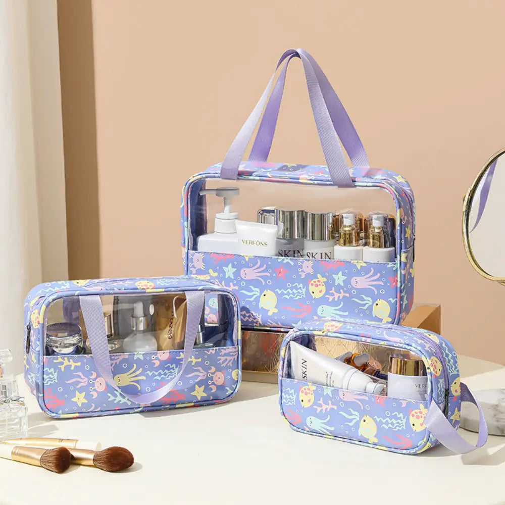 trousse de toilette familiale avec fleurs violet