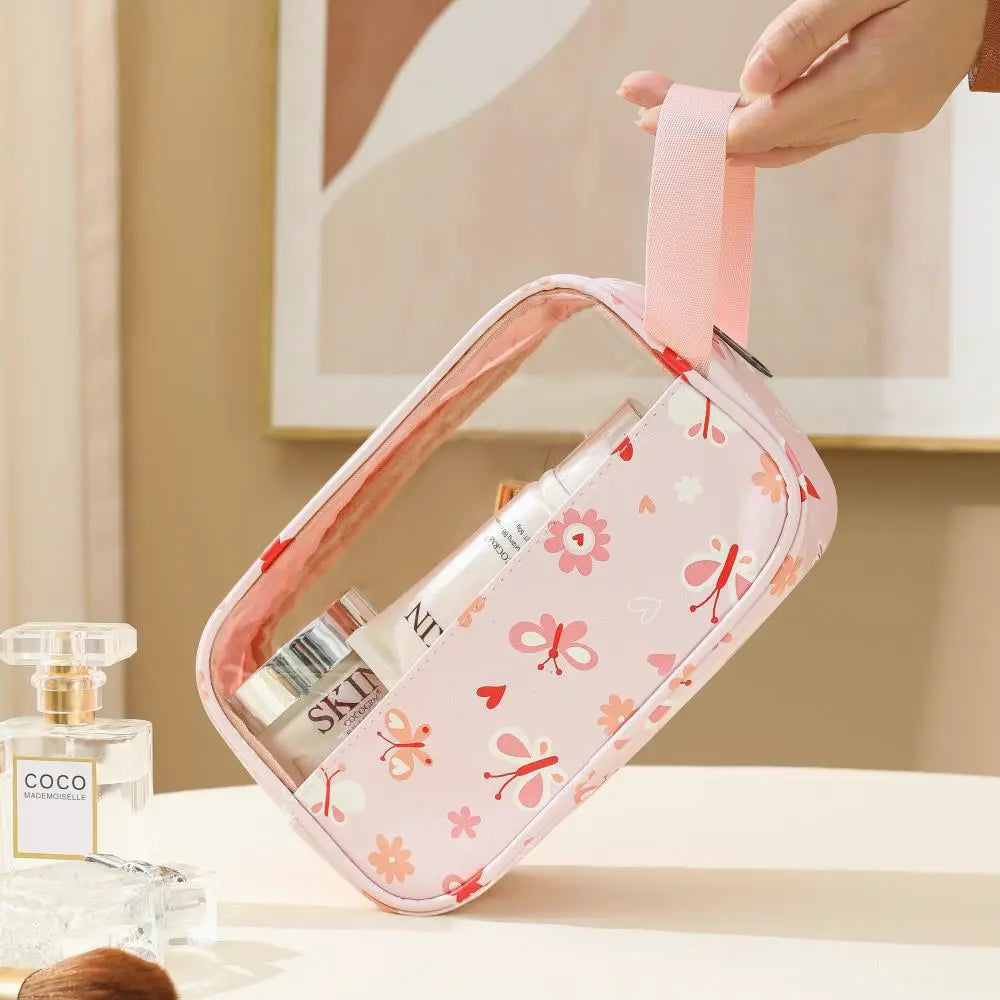 trousse de toilette fleur transparent