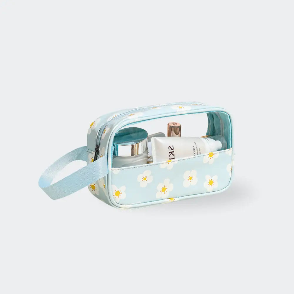 trousse de toilette fleur vert fond blanc