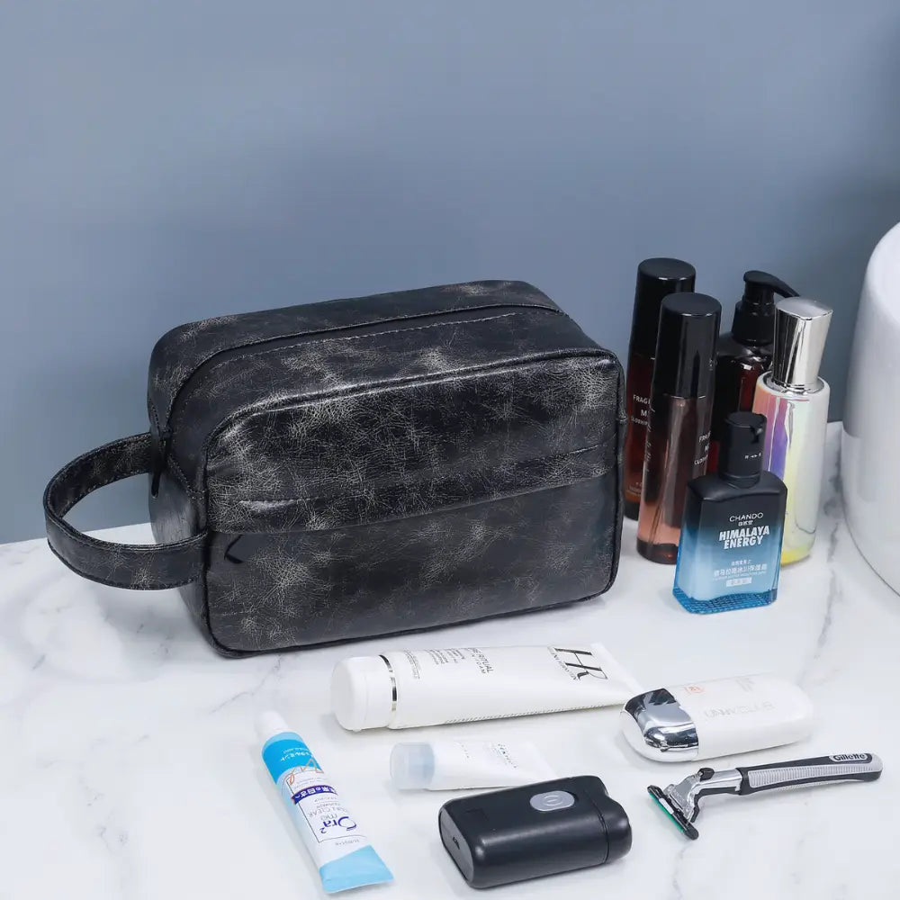 trousse de toilette homme en cuir avec anse Image