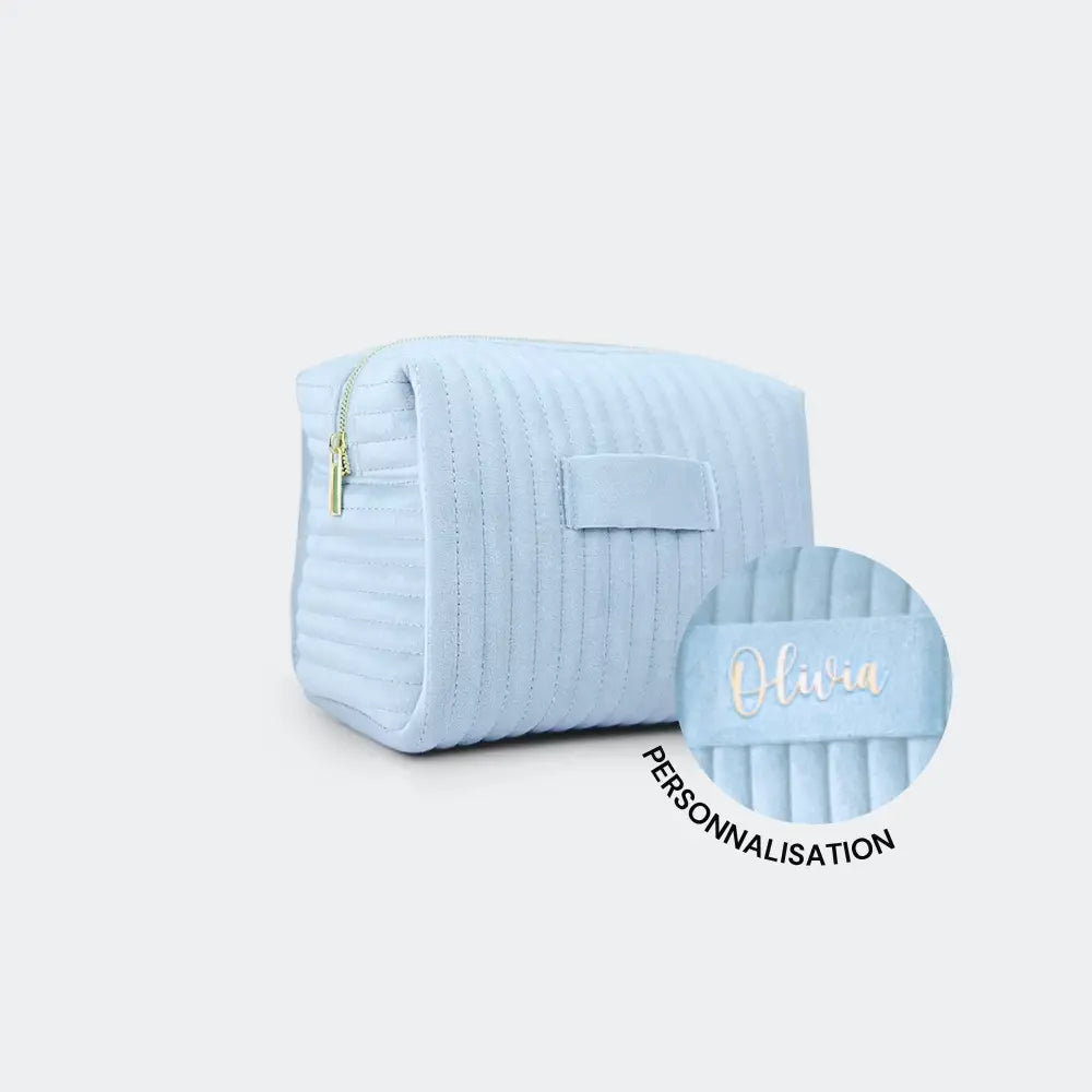trousse de toilette personnalisée bleu