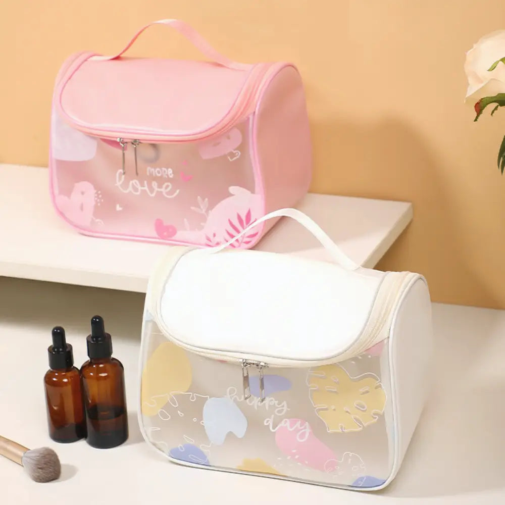 trousse de toilette plastique transparent avec anse