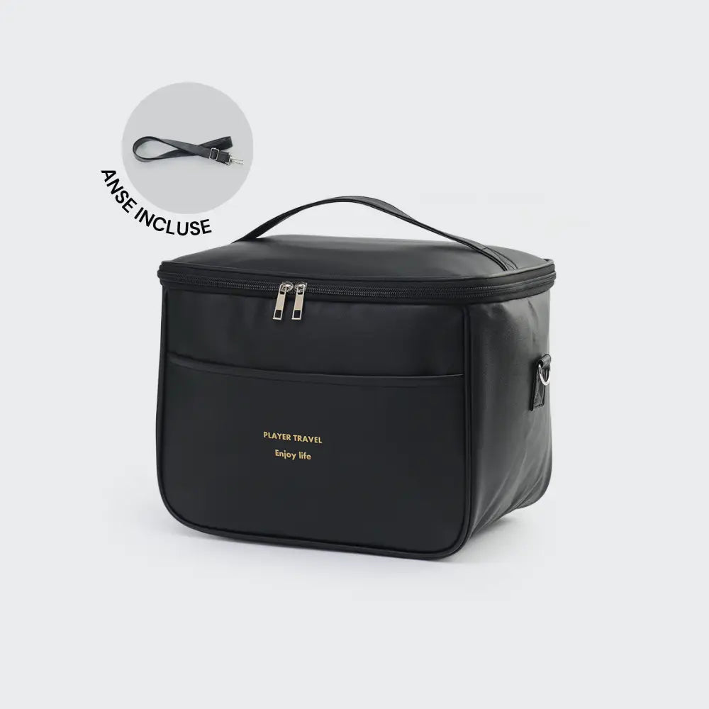 vanity en cuir noir pour femme avec anse