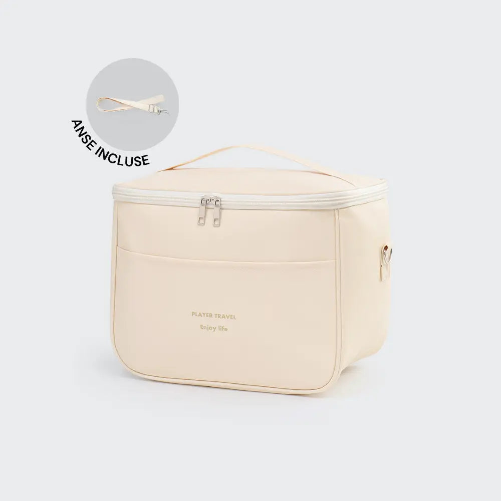 vanity souple pour femme beige avec anse longue Image